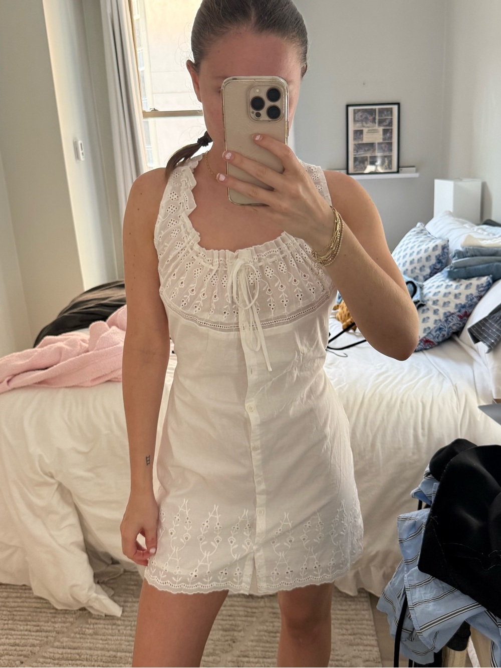 NWT With Jean White Eyelet Mini Dress Jacquie Dress